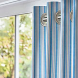 Light Blue White Vertical Thin Stripes Nordic Scandinavian Blackout Window Curtain SNO