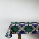 African Kitenge Navy Blue Green Ethnic Tablecloth HADIZA