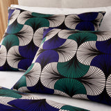 African Kitenge Navy Blue Green Ethnic Cotton Duvet Cover Set HADIZA