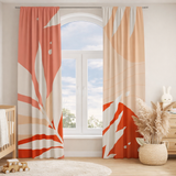Tropical Abstract Leaf Pink Red Beige Blackout Window Curtains HAMA - 2 Panels