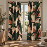 Abstract Peonies Natural Colors Floral Blackout Window Curtain HELMI