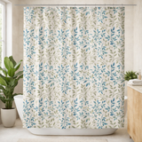 Olive Green Light Blue Branch Botanical Farmhouse Shower Curtain ILA
