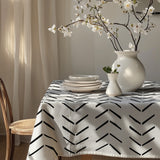 African Mudcloth Print Off-White Ethnic Tablecloth IMAMU