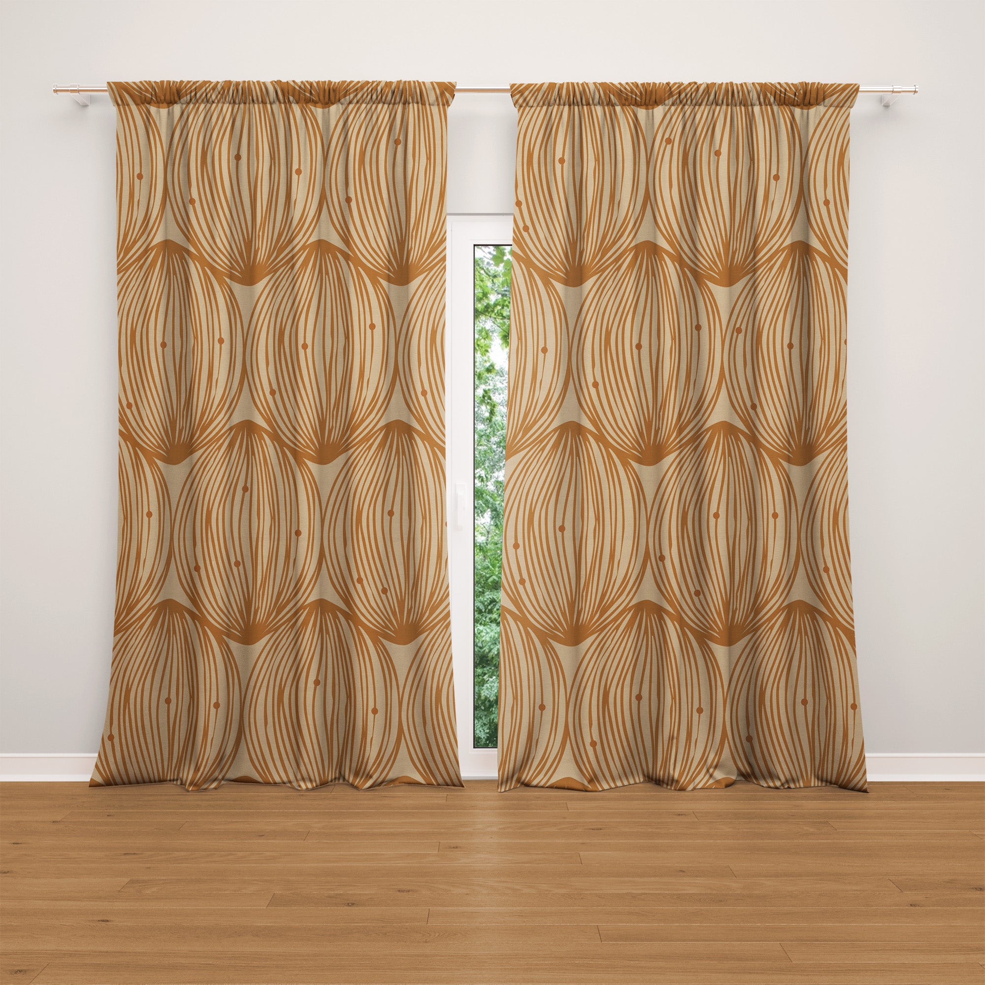 Abstract Decorative Geometric Gold Yellow Blackout Window Curtain JADE