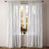 Abstract Modern Geometric White Black Minimalist Semi Sheer Window Curtain KALA