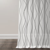 Abstract Modern Geometric White Black Minimalist Semi Sheer Window Curtain KALA