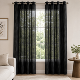 Modern Minimalist Black White Semi Sheer Window Curtain KALA
