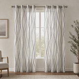 Modern Minimalist White Black Semi Sheer Window Curtain KALA
