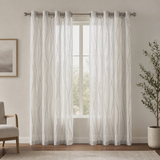 Modern Minimalist White Black Semi Sheer Window Curtain KALA