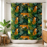 Tigers And Leaves Boho Jungle Tropical Shower Curtain KENDARI