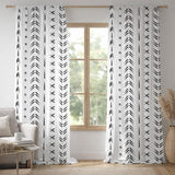 African Geometric Black White Mudcloth Ethnic Blackout Window Curtain KIGALI