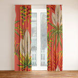 Exotic Flower Green Leaves Orange Tropical Blackout Window Curtains KONA - 2 Panels