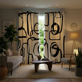 Abstract Geometric Black White Mid Century Modern Blackout Window Curtains KUMASA - 2 Panels