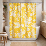 White Liliac Flowers Botanical Yellow Farmhouse Floral Shower Curtain LILIAC