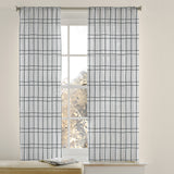 Minimalist Farmhouse Geometric Black White Checkered Semi Sheer Window Curtain LORAH