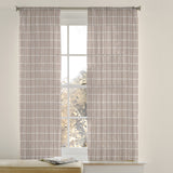 Minimalist Farmhouse Geometric Beige White Checkered Semi Sheer Window Curtain LORAH