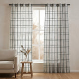 Minimalist Farmhouse Geometric Black White Checkered Semi Sheer Window Curtain LORAH