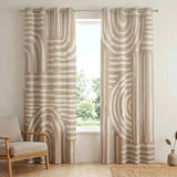 Abstract Scandinavian Nordic Beige White Neutral Blackout Window Curtain LUANDA