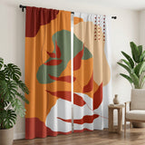 Abstract Tropical Leaf Orange Red Blackout Window Curtains LYRIA - 2 Panels