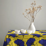 African Kitenge Yellow Navy Blue Floral Ethnic Tablecloth MAKENA