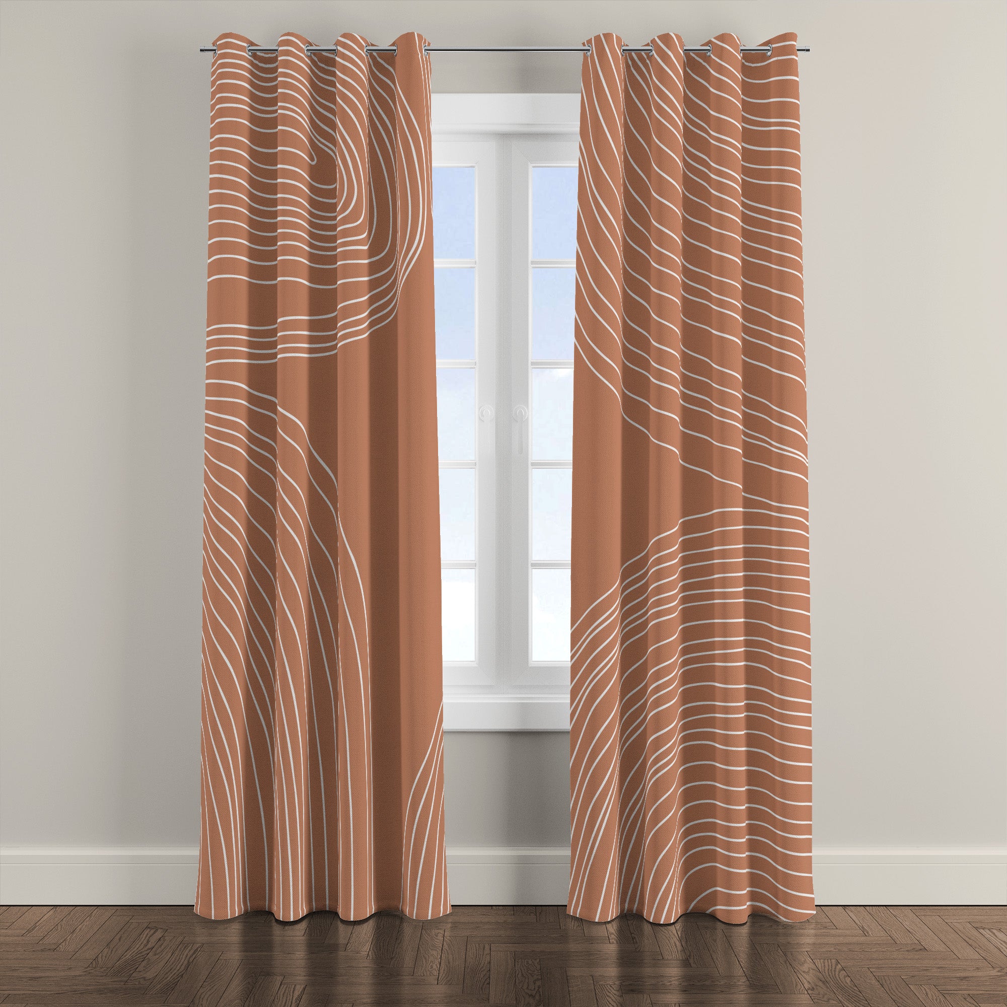 Rainbow Mid Century Modern Earthy Terracotta Boho Blackout Window Curtains MAYE - 2 Panels