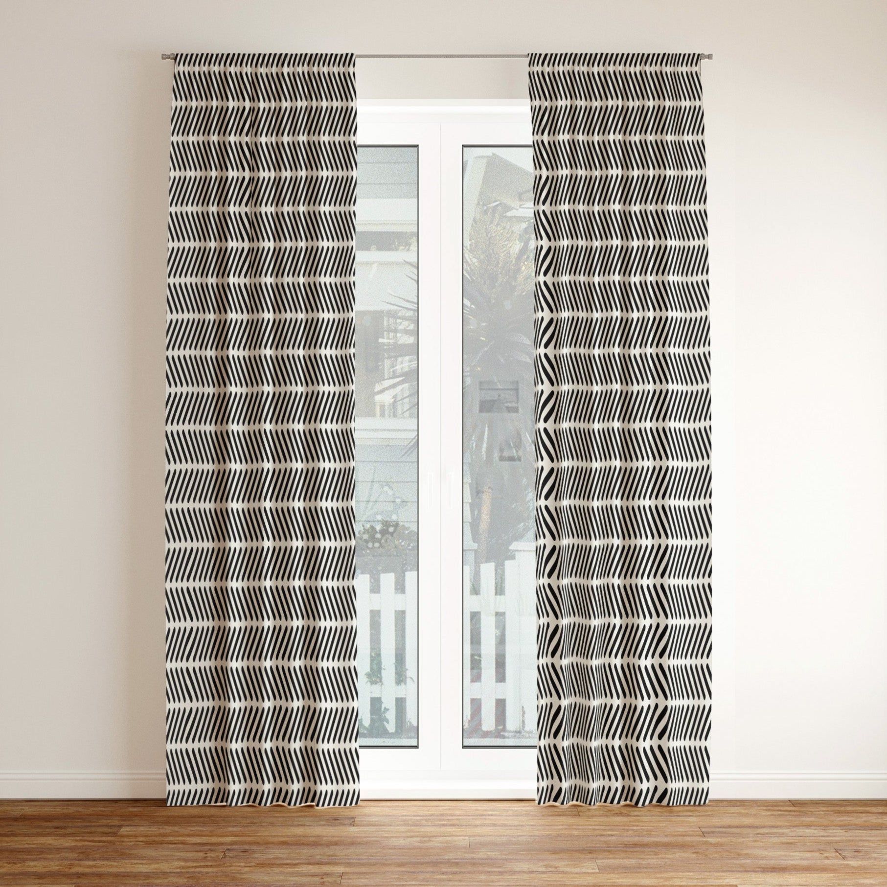 African Geometric Black White Ethnic Mudcloth Blackout Window Curtain NAIROBI