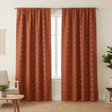Minimalist Terracotta Rust Burnt Orange Ivory Blackout Window Curtain NIAMEY