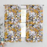 Yellow Grey Botanical Modern Flower Floral Blackout Window Curtain OPHELIA