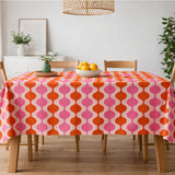 Dopamine Geometric Oval Shapes Retro Pink Red Maximalist Tablecloth PINKARA
