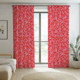 Abstract Botanic Pink Red Maximalist Aesthetic Blackout Window Curtains ROSANOVA