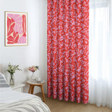 Abstract Botanic Pink Red Maximalist Aesthetic Blackout Window Curtains ROSANOVA