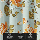 Botanic Garden Orange Roses Light Blue Floral Blackout Window Curtain ROSE