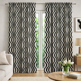 Abstract Geometric Wavy Mesh Black White Blackout Window Curtain ROWAN