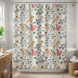 Scandinavian Folk Art Woodland Farmhouse Shower Curtain SKOGEN