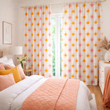 Retro Geometric Orange Pink Beige Blackout Window Curtains VIBRAZE