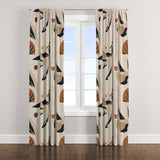 Abstract Modern Natural Colors Beige Organic Shapes Boho Blackout Window Curtain ELOWEN