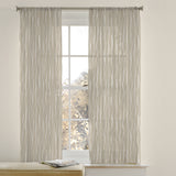 Neutral Abstract Modern Beige White Semi Sheer Window Curtain THEO