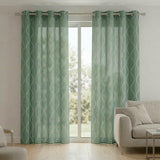 Geometric Minimalist Green Semi Sheer Window Curtain VERDE