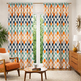 Retro Geometric Mid Century Modern Multicolor Blackout Window Curtains VESPERA