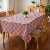 Dopamine Wavy Stripes Retro Orange Violet Maximalist Tablecloth VIOWAVE