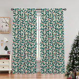 Mistletoe Branch Christmas Floral Green Red Blackout Window Curtain MISTLETOE