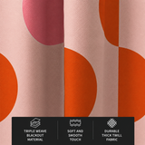 Dopamine Retro Abstract Geometric Burnt Orange Pink Maximalist Blackout Window Curtain GLOWRA