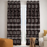 African Geometric Black White Mudcloth Ethnic Blackout Window Curtain ABUJA