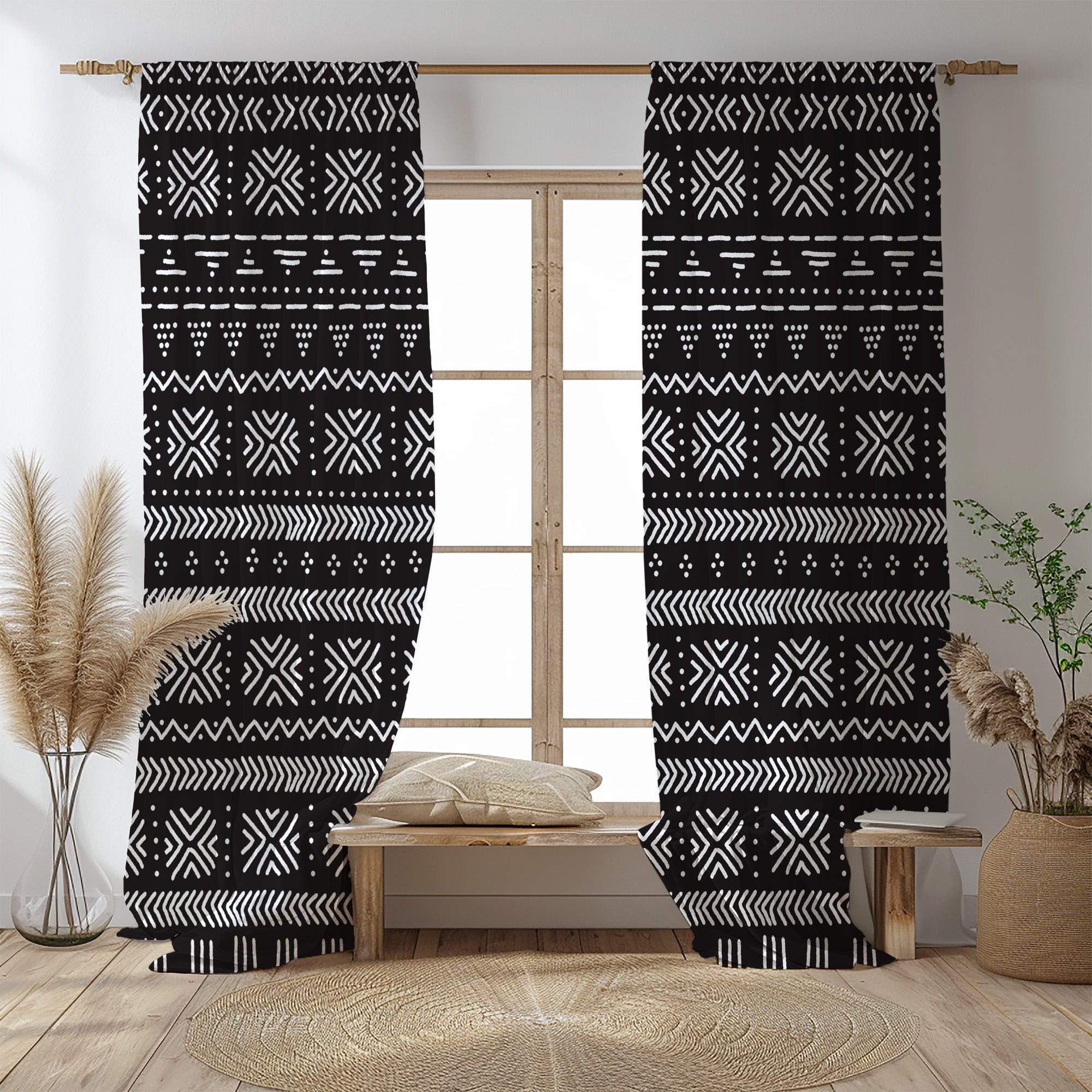 African Print Window Curtains 2024 (1 Piece), Thick Blackout Polyester curtains