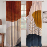 Abstract Art Terracotta Orange Blush Pink Blue Ivory Modern Boho Blackout Window Curtains ADELE - 2 Panels