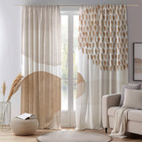 Abstract Art Ivory White Beige Neutral Modern Boho Blackout Window Curtains ADELE - 2 Panels