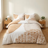 Abstract Art Ivory White Beige Neutral Boho Cotton Duvet Cover Set ADELE