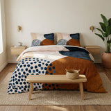 Abstract Art Terracotta Blush Pink Blue Ivory Boho Cotton Duvet Cover Set ADELE