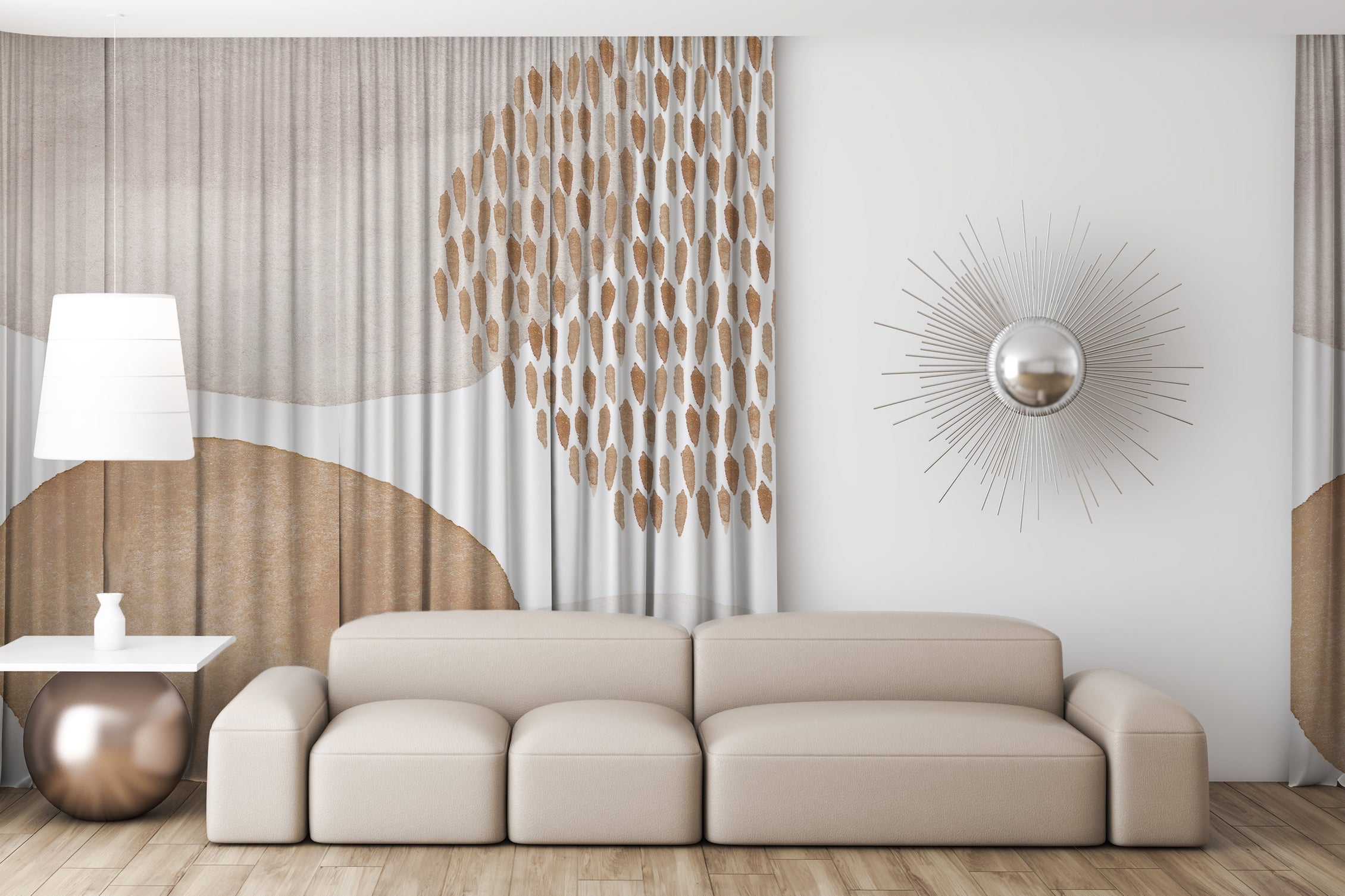Abstract Geometric Black White Mid Century Modern Blackout Window Curt ...