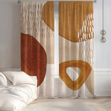 Abstract Art Terracotta Orange Ivory Beige Modern Boho Blackout Window Curtains ADELE - 2 Panels